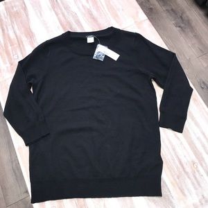 J. Crew black merino wool sweater green label NWT